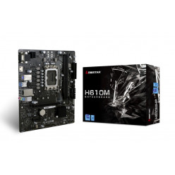 BIOSTAR H610MHP, Socket 1700, Intel® H610 (14/13/12th Gen CPU), CPU graphics, VGA, HDMI, Dual 2xDDR4-3200, 1xPCIe X16 4.0, 4xSATA3, 1xPCIe X1, 1xM.2, ALC897 HDA, 1xGbE LAN, 4xUSB3.2, mATX